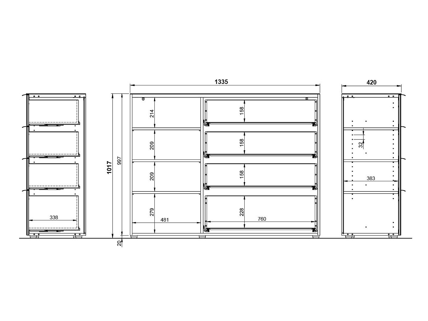 Komód Sacramento 300 (Krém + Fényes krém)