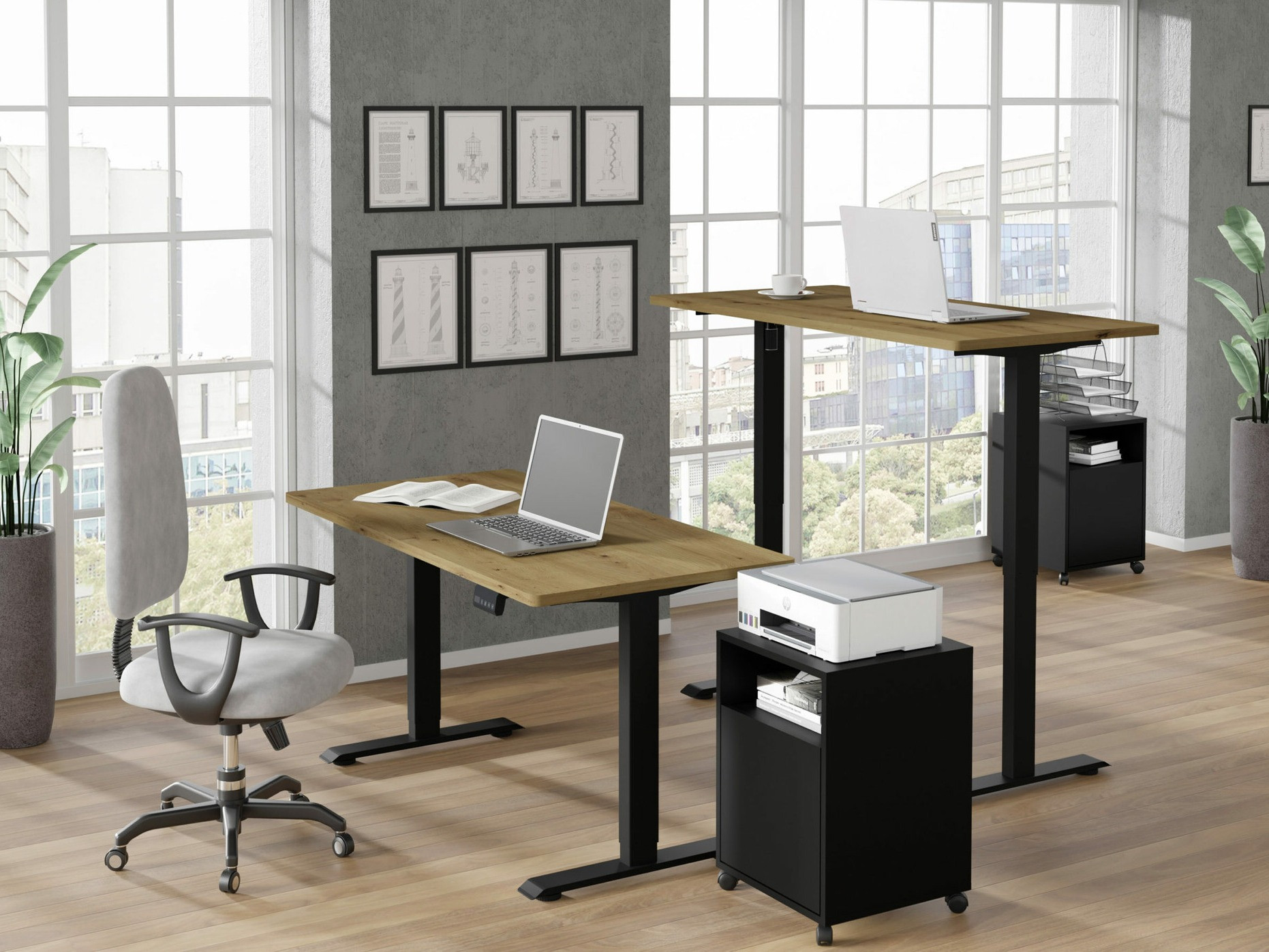 Állítható magasságú íróasztal Buffalo 184 (Fekete)