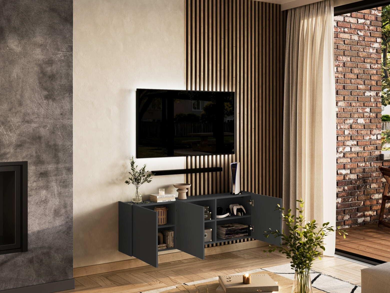 TV-állvány Sacramento 432 (Grafit)