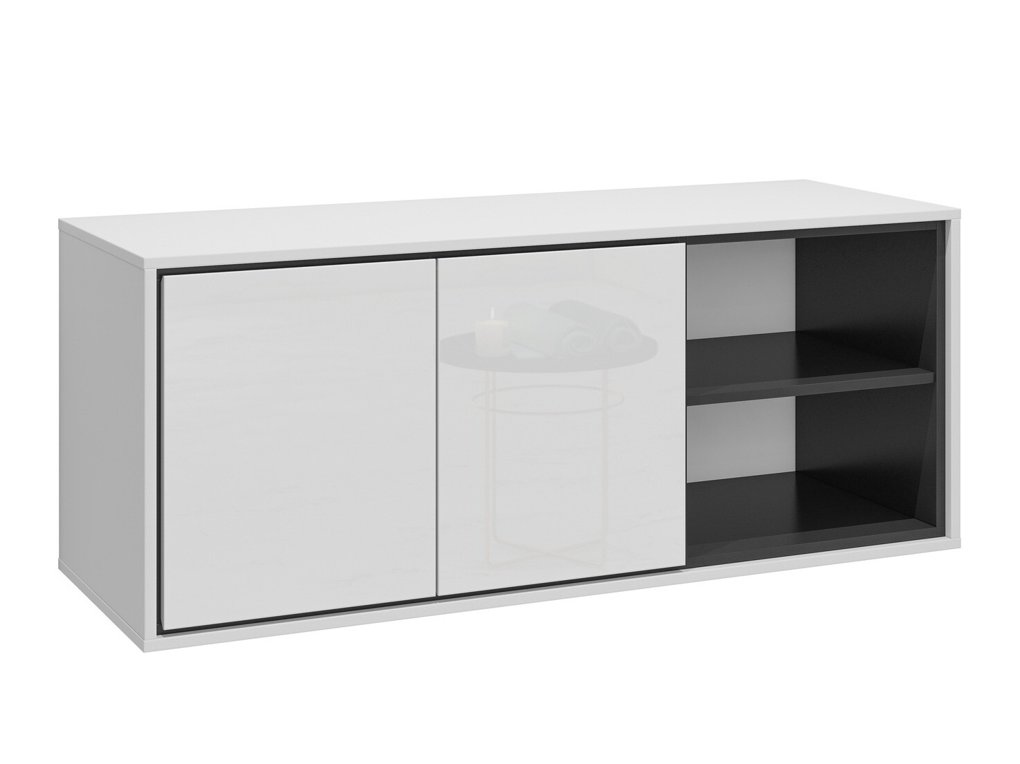 Fali fürdőszoba szekrény Tecavu 104 (Fényes fehér + Fehér)