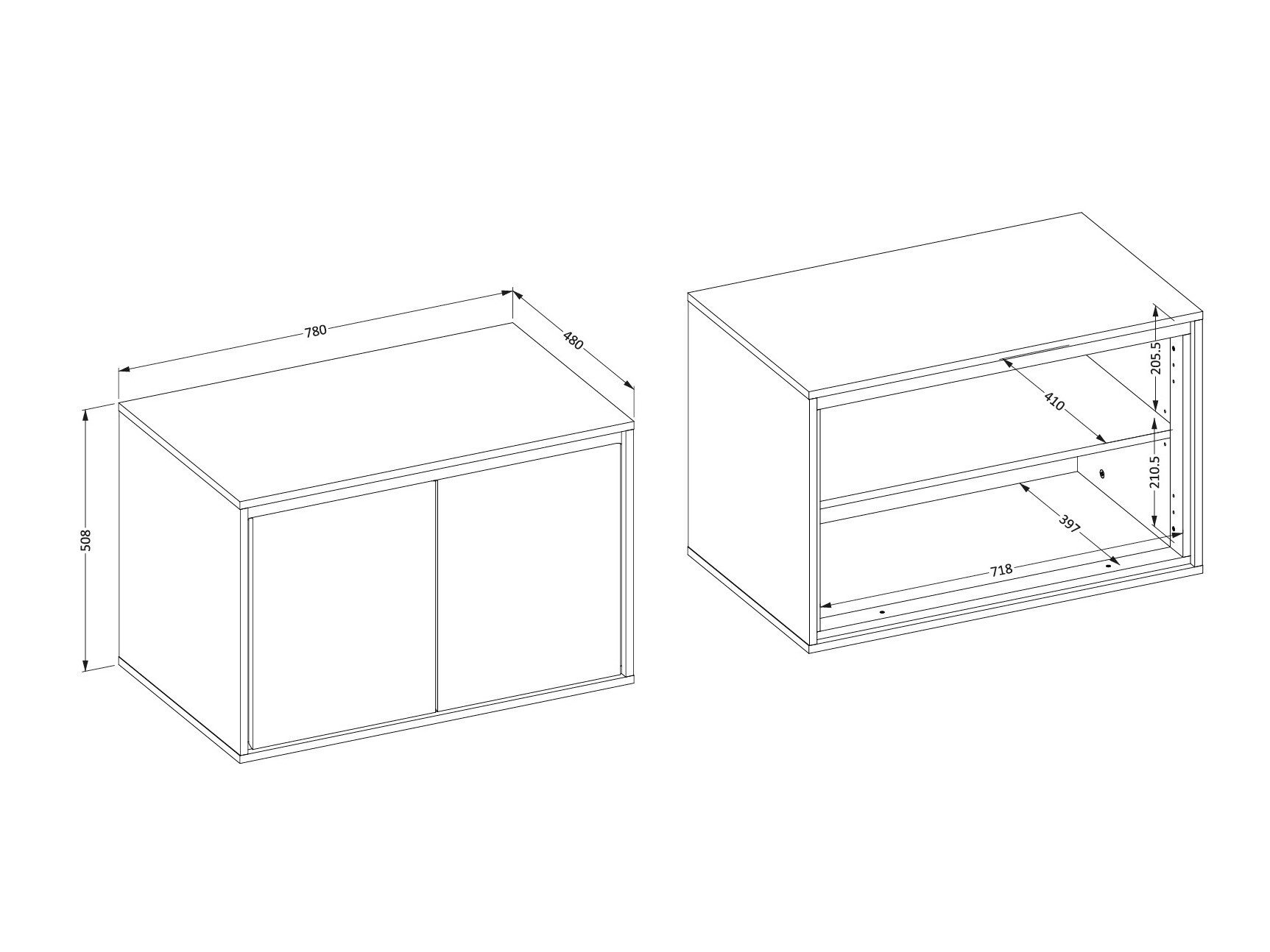 Fali szekrény mosdónak Tecavu 103 (Fényes fehér + Fehér)