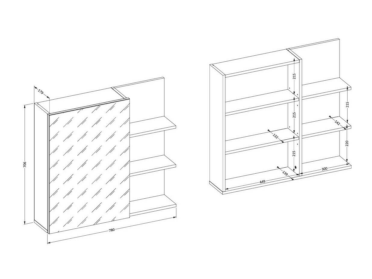 Fürdőszoba tükörszekrény Tecavu 102 (Fényes fehér + Fehér)