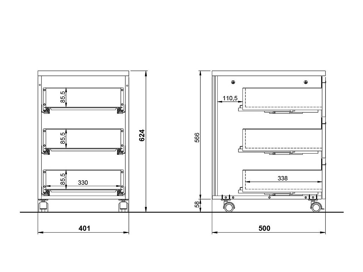 Görgős konténer Vesbeno 103 (Grafit)
