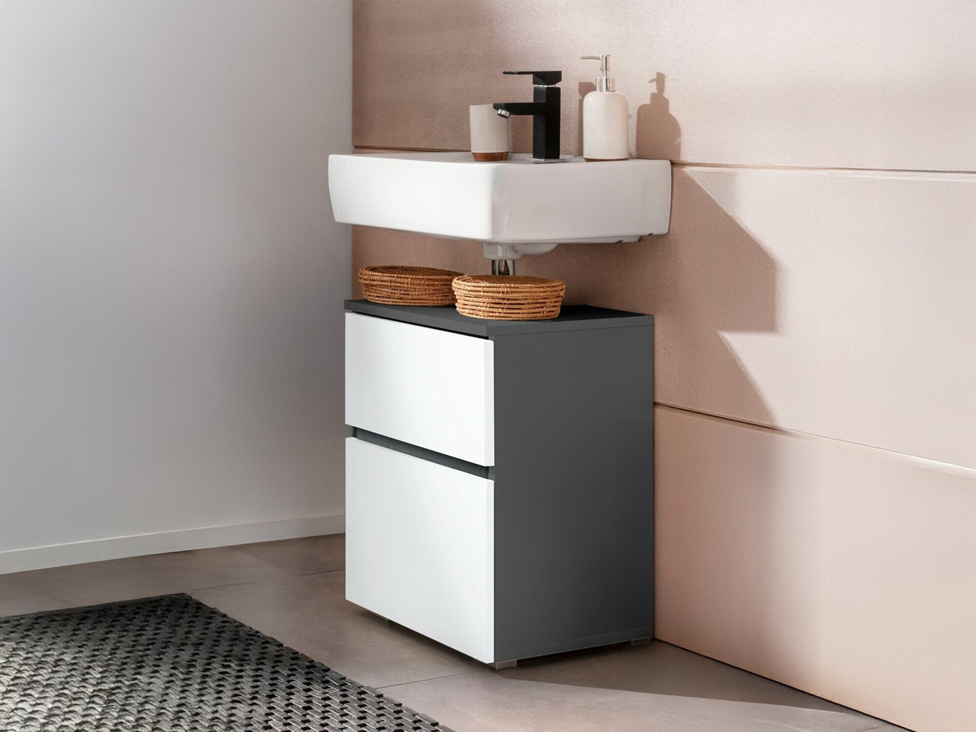 Mosdó alatti álló szekrény Soncamu 103 (Fehér + Antracit)