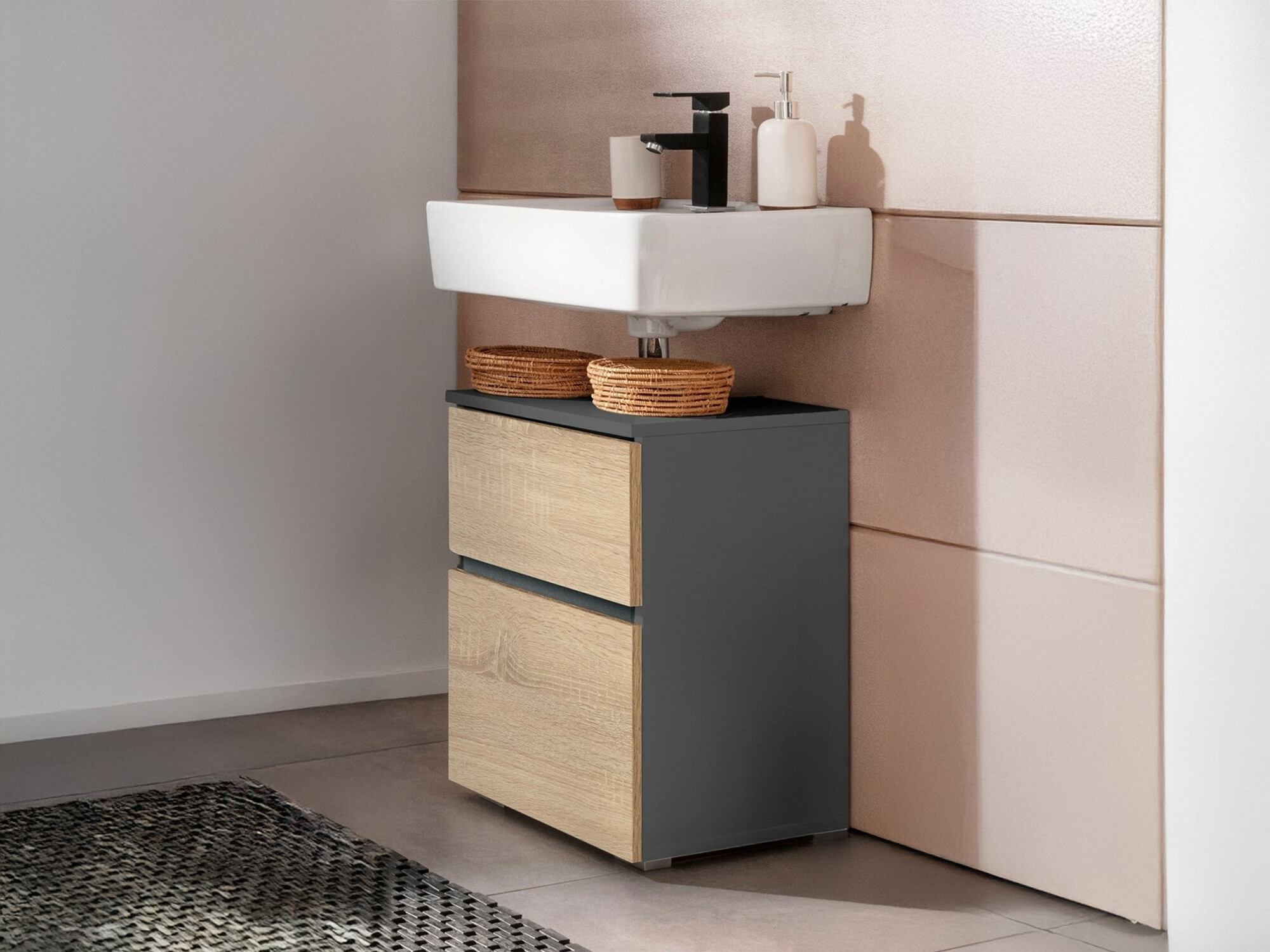 Mosdó alatti szekrény Soncamu 103 (Antracit + Tölgy)