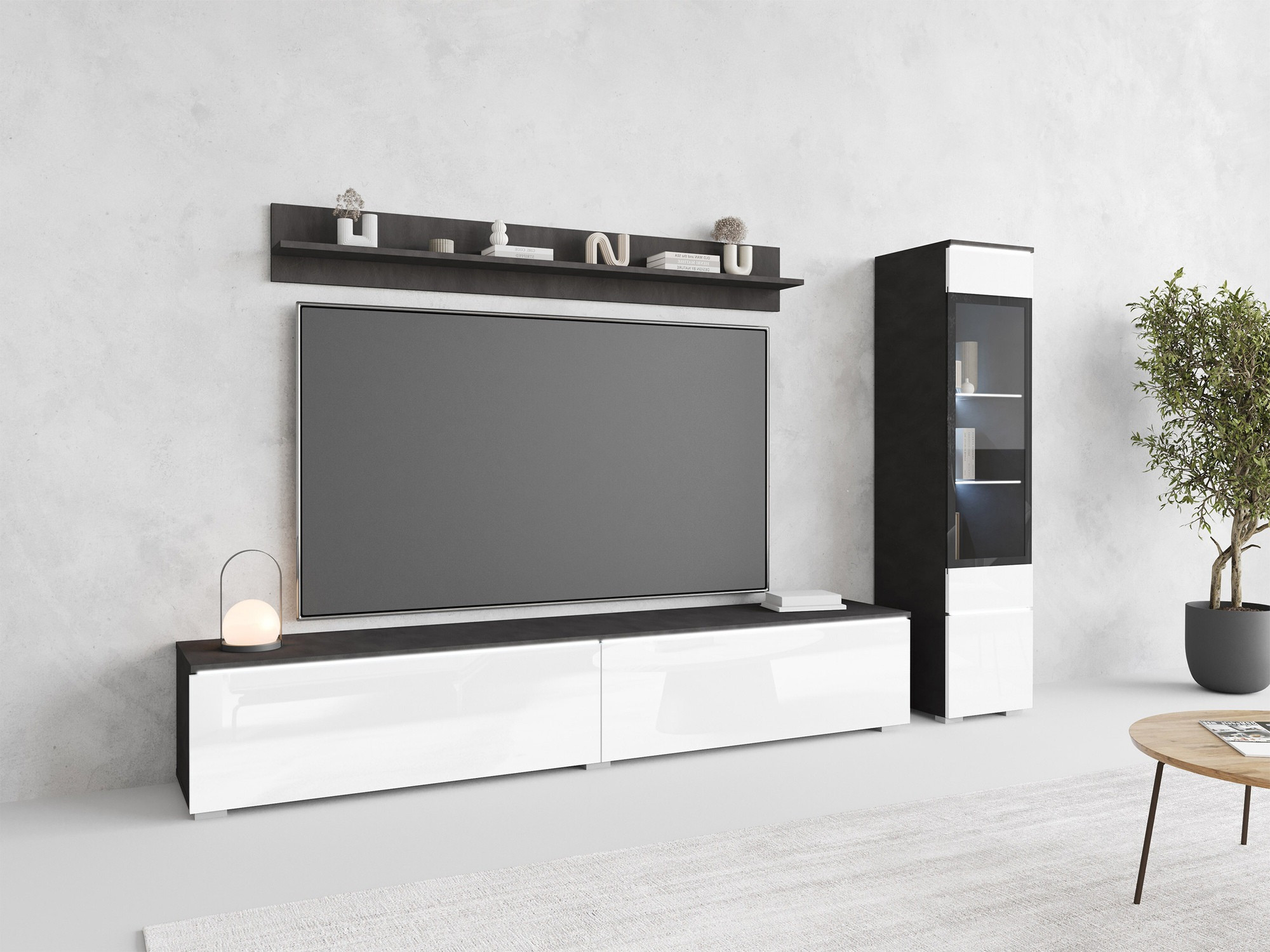 Nappali szett Sarasota 125 (Matera szürke + Fényes fehér)