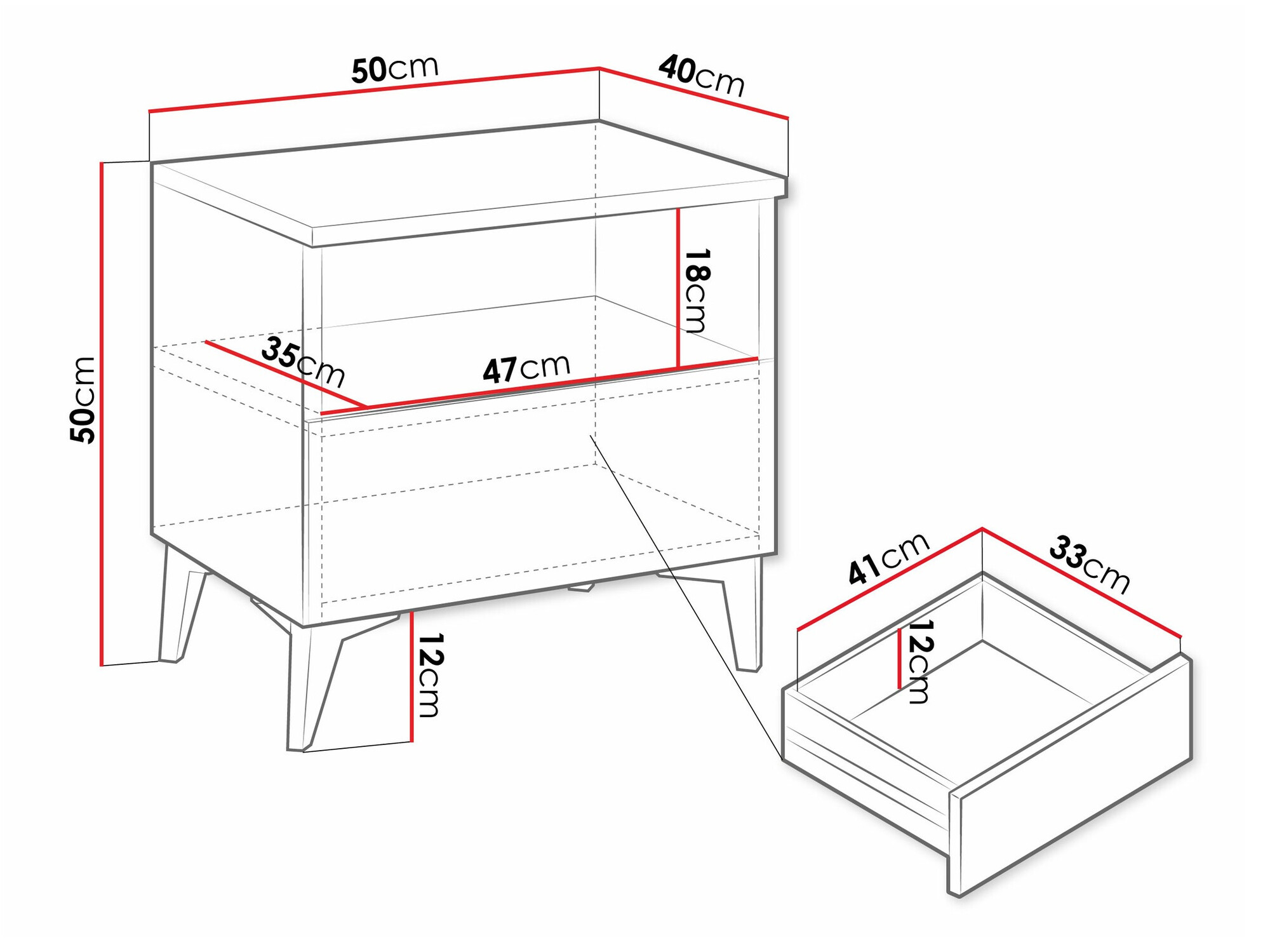 Éjjeliszekrény Comfivo 493 (Fehér + Fényes fehér)