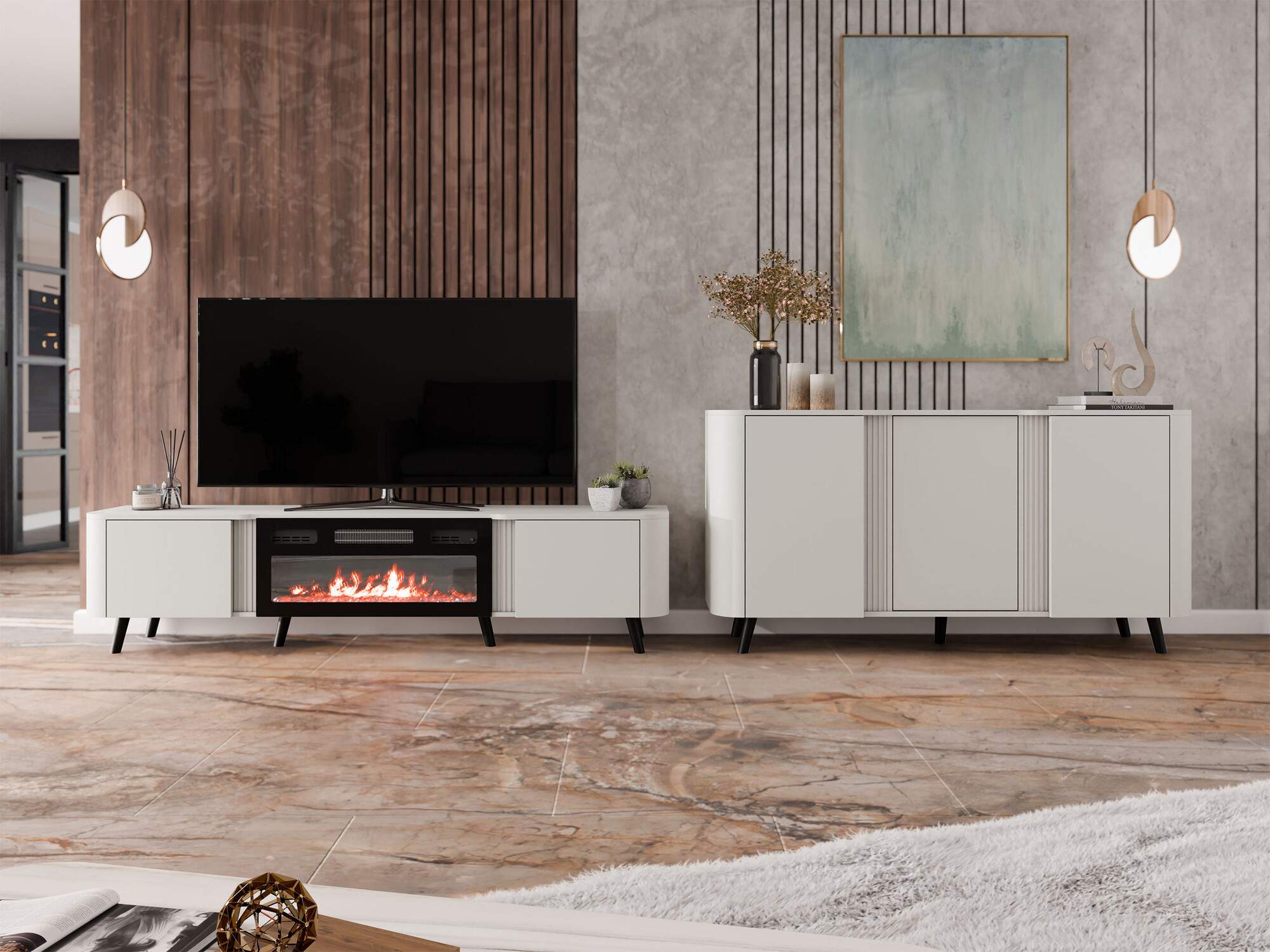 TV-állvány Charlotte 203 (Kasmír + Fekete)