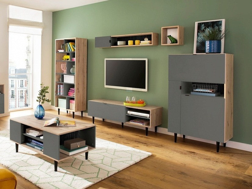 Szekrény Denton 1436 (Szürke + Artisan tölgy)