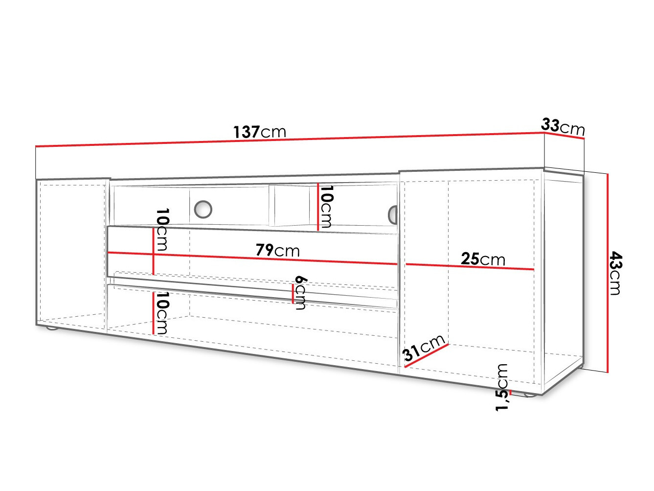 TV-állvány Ager (Fehér + Fényes fehér)