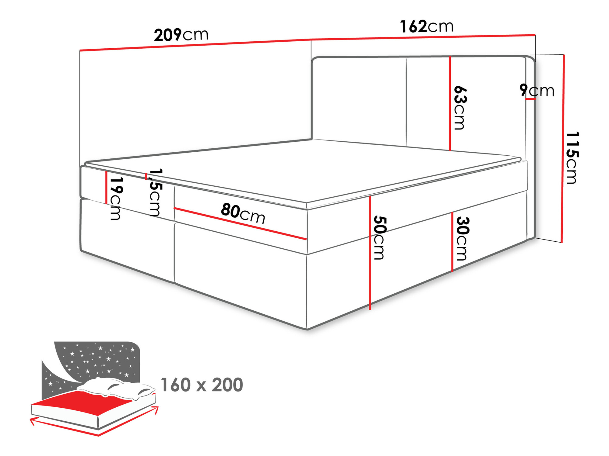 Kontinentális ágy Zanesville 100 (Manila 02)