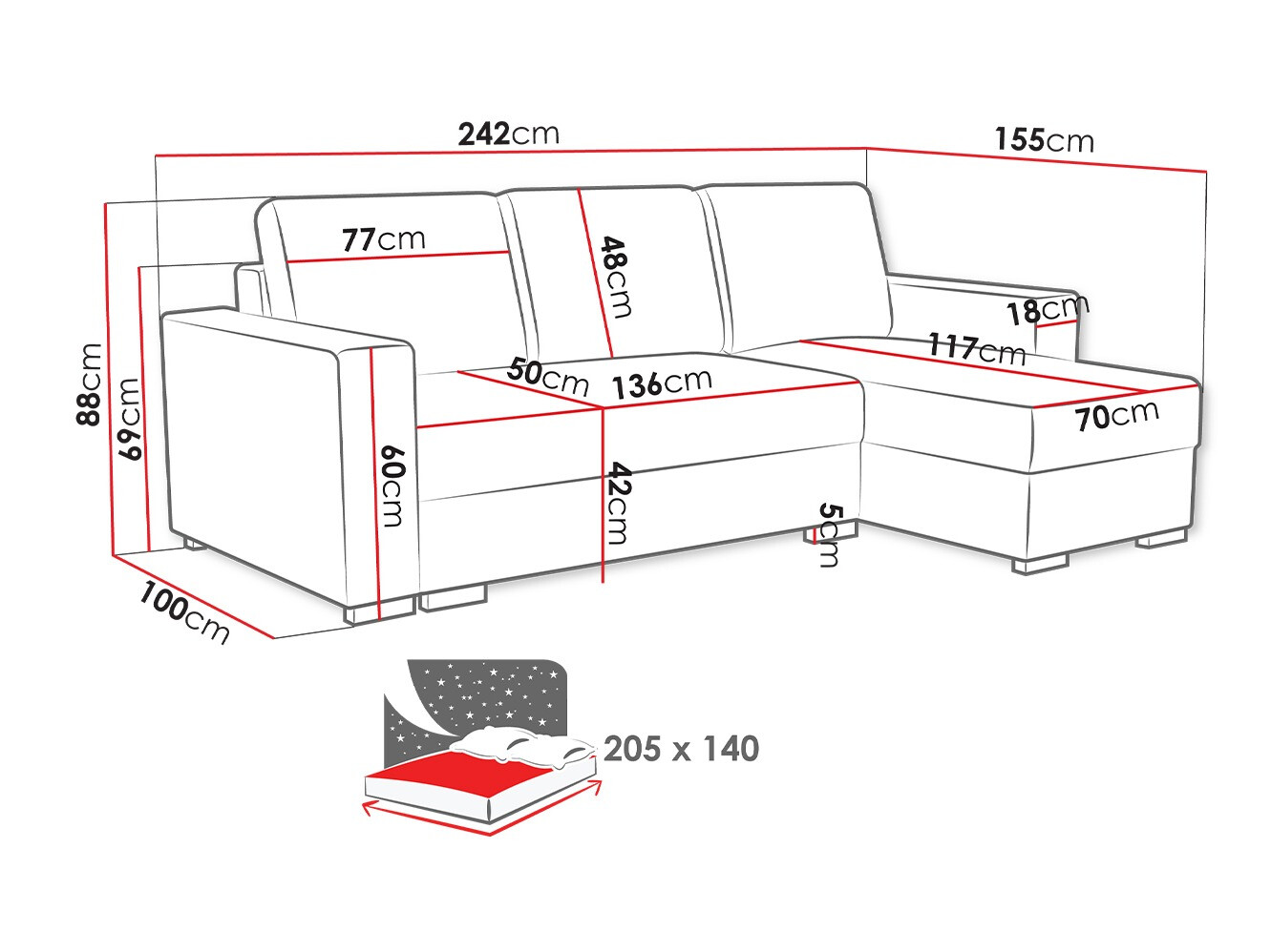 Sarokkanapé Columbus 187 (Neve 90)