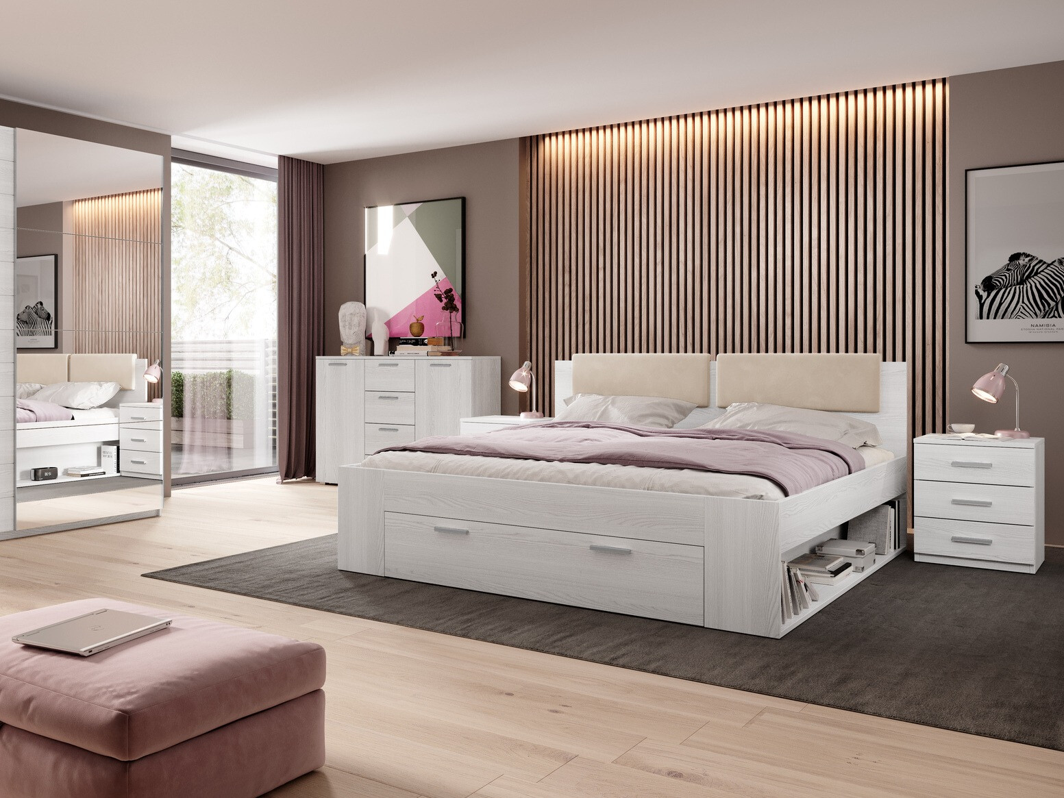 Ágy Levruvu 110 (Fehérített hamu + Bézs)