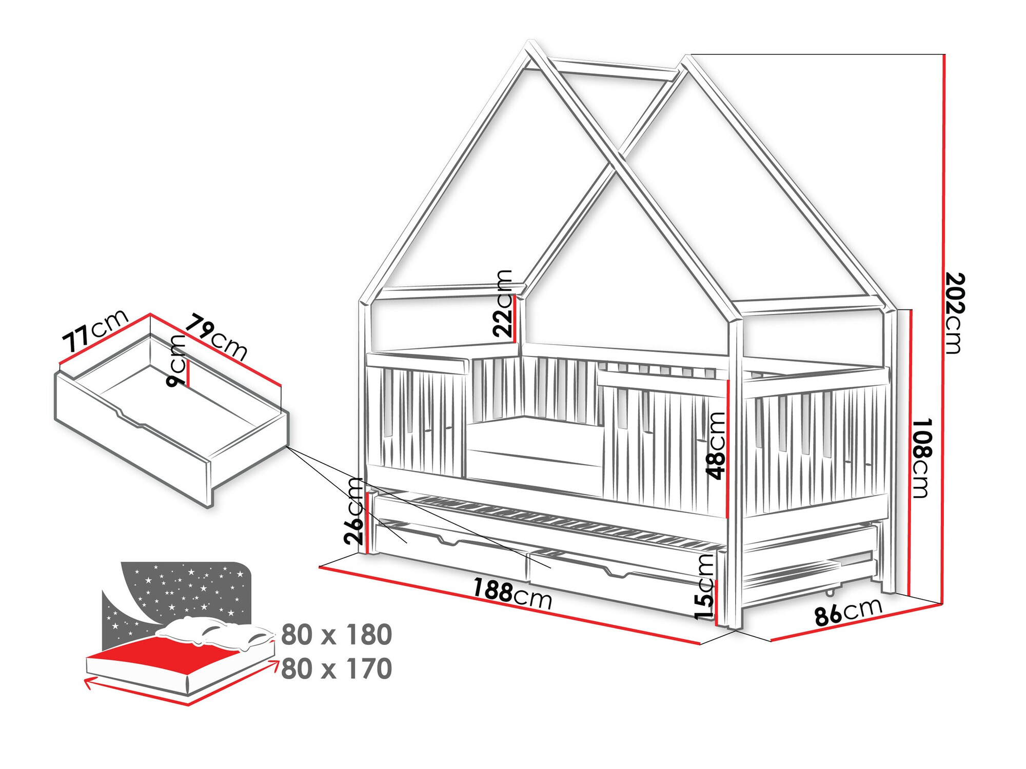 Ágy Vista 115 (Fehér)
