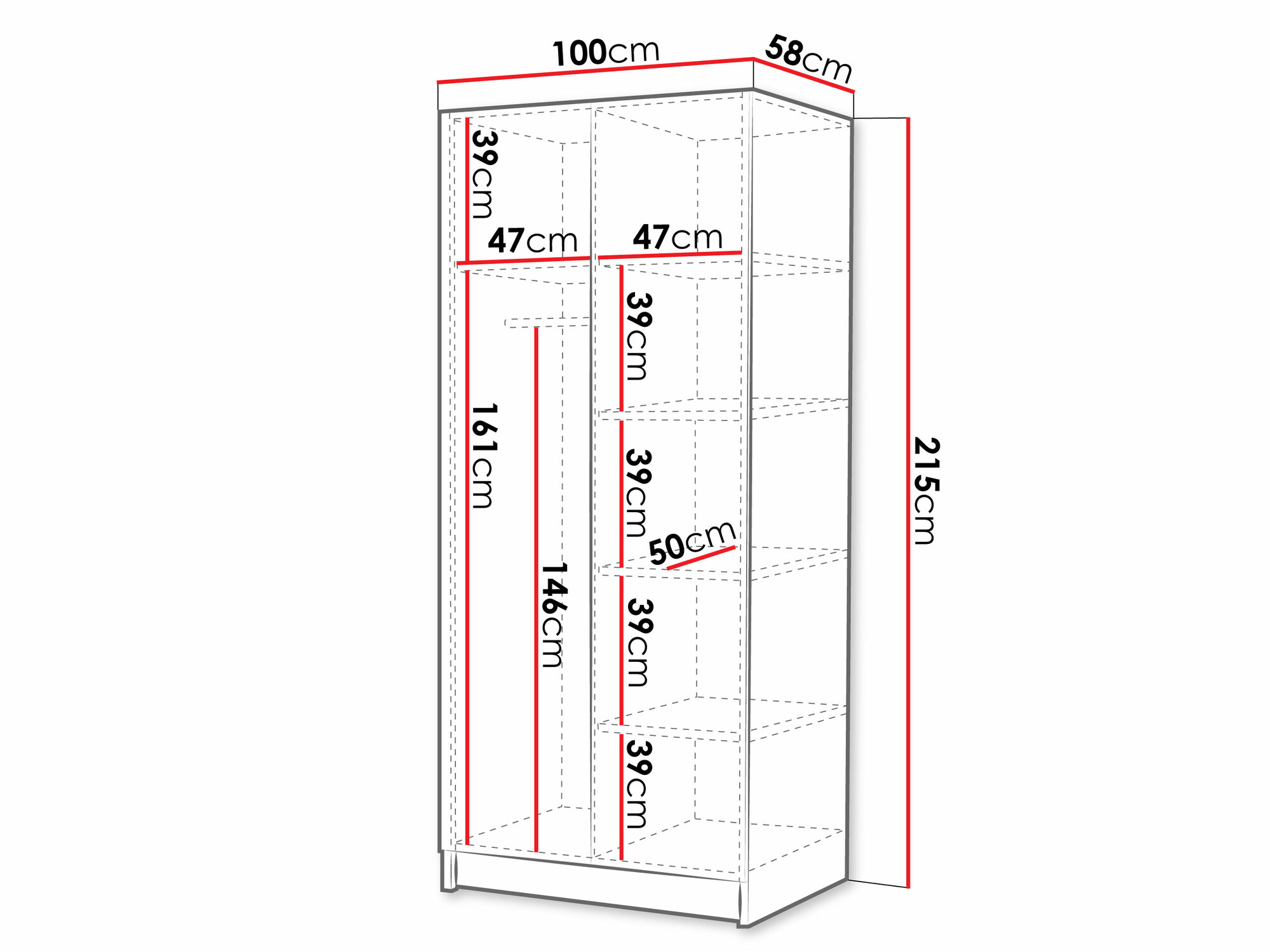 Gardróbszekrény Closico 194 (Kasmír + Fekete)
