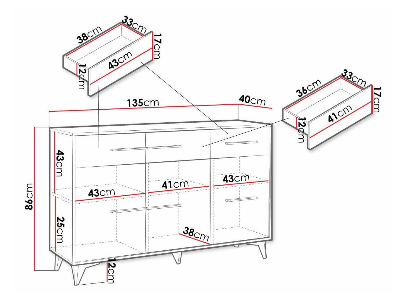 Komód Avimora 100 (Dió)
