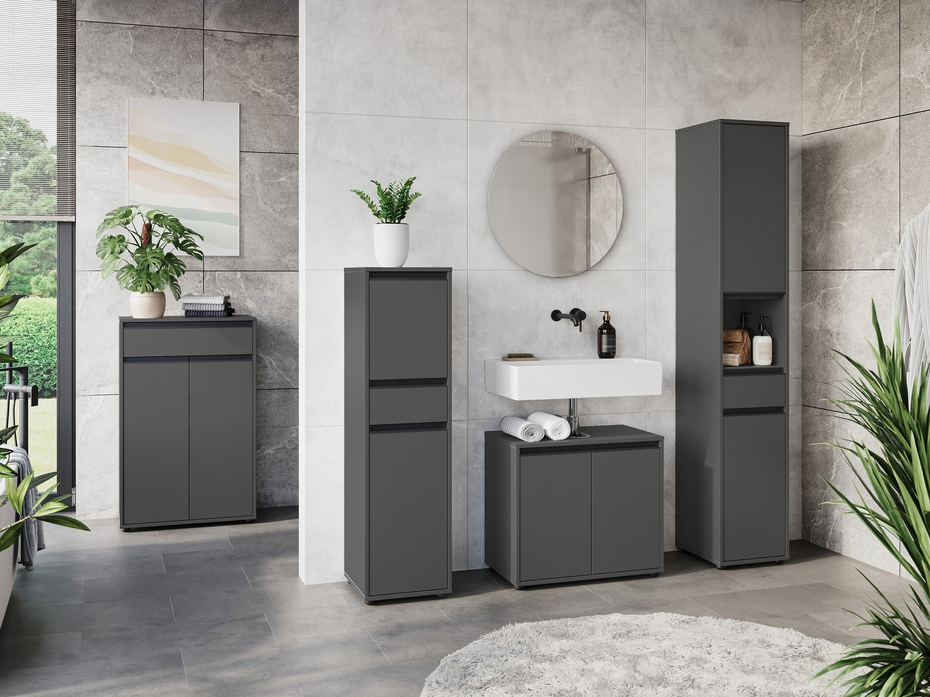 Álló fürdőszoba szekrény Tensona 101 (Grafit)