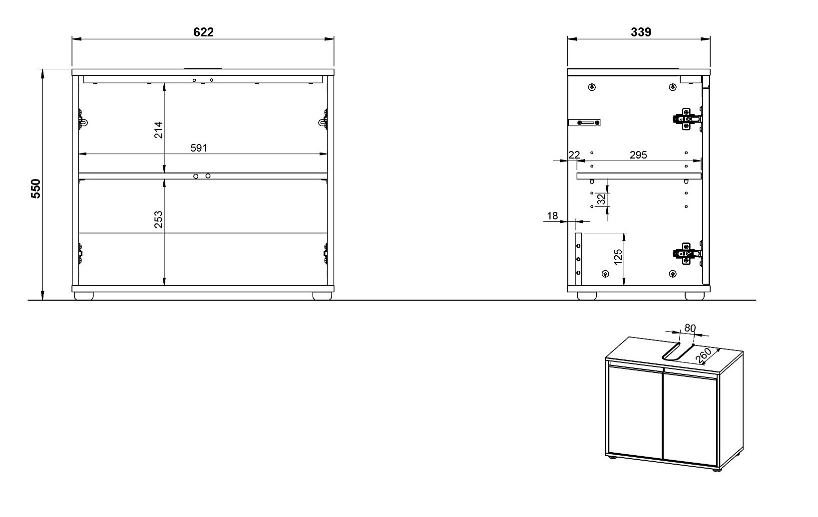 Mosdó alatti álló szekrény Tensona 100 (Grafit)