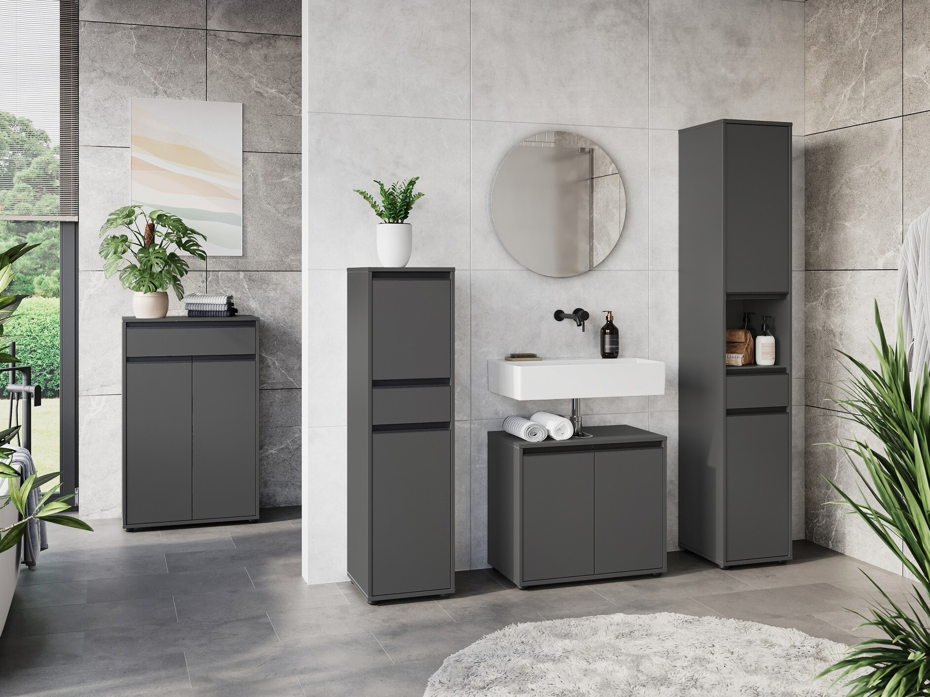 Álló fürdőszoba szekrény Tensona 102 (Grafit)