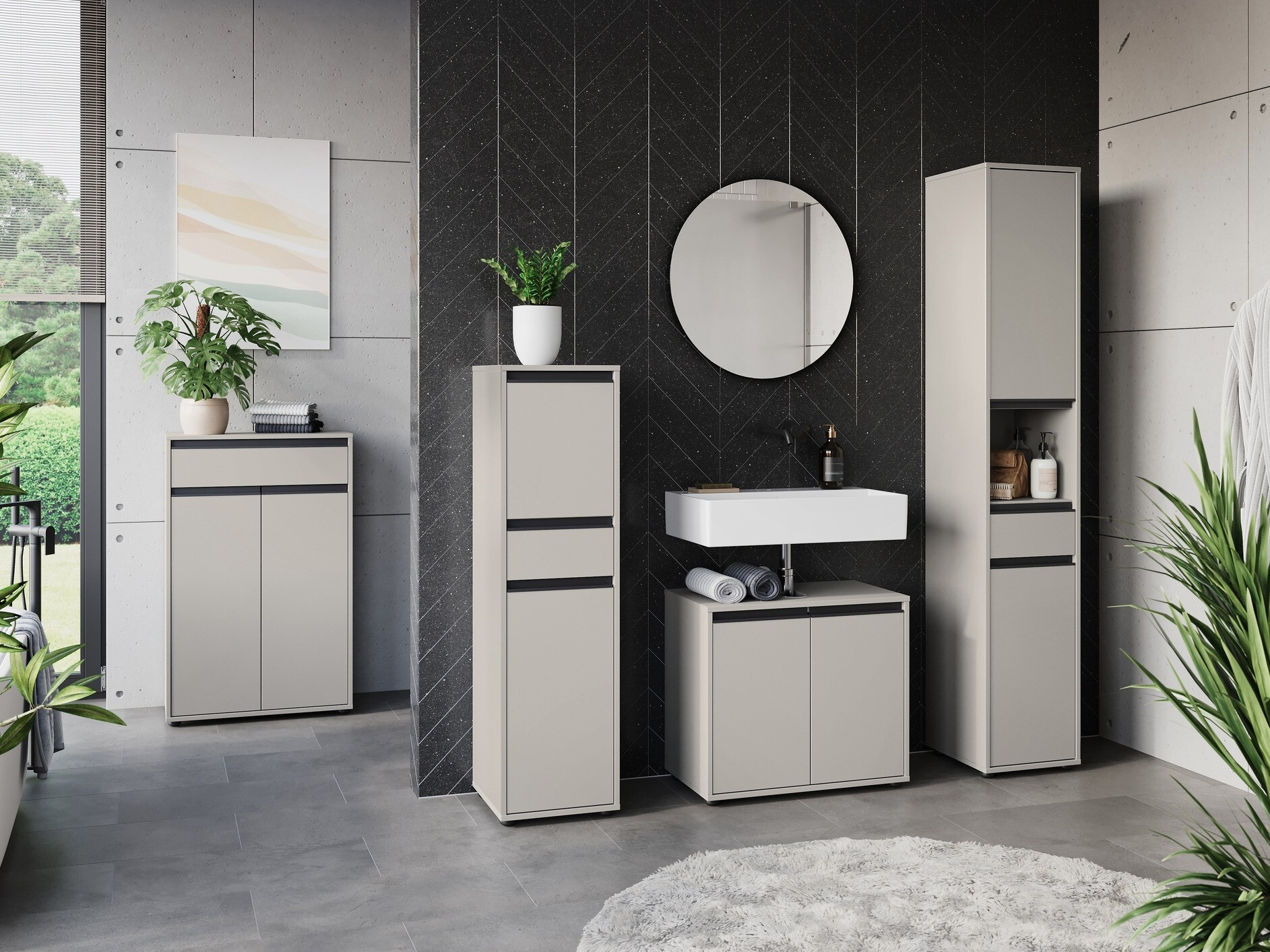 Álló fürdőszoba szekrény Tensona 102 (Világosszürke)