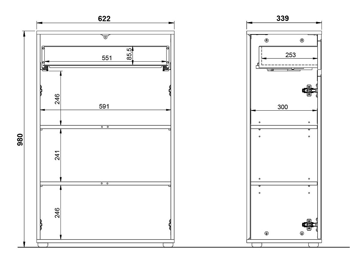 Álló fürdőszoba szekrény Tensona 102 (Világosszürke)