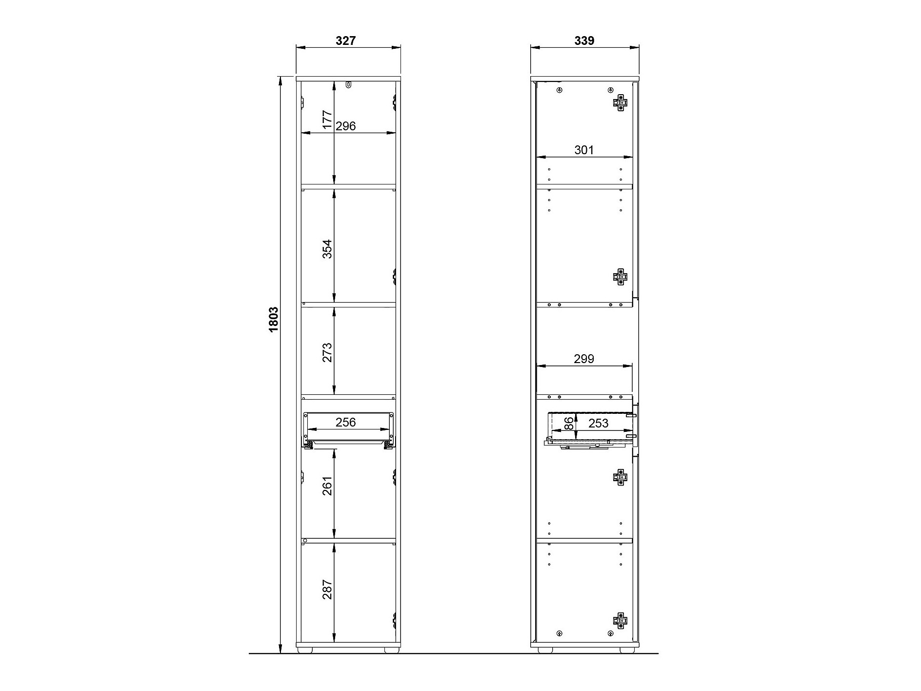 Álló fürdőszoba szekrény Tensona 103 (Grafit)