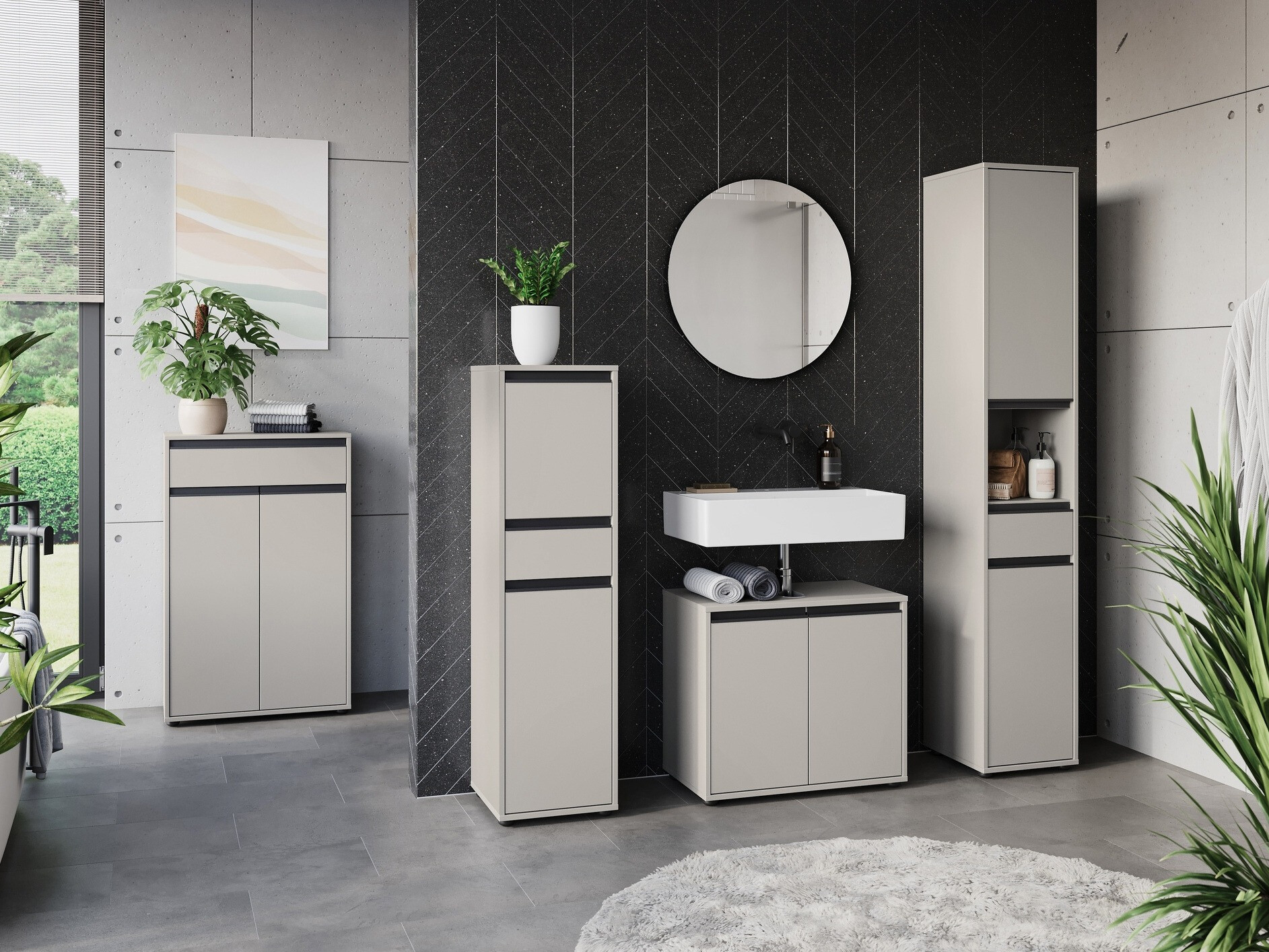 Beépített fürdőszoba szekrény Tensona 103 (Világosszürke)