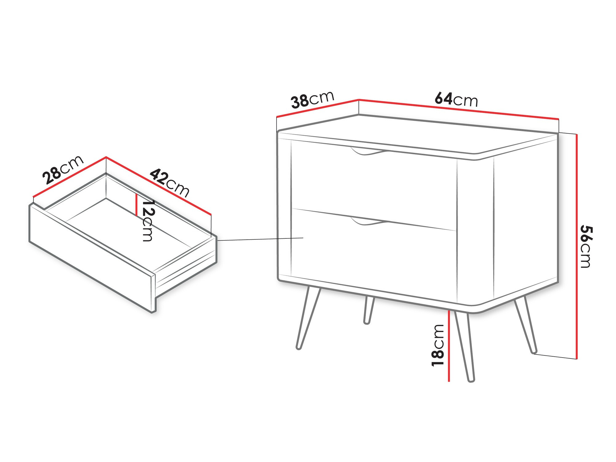 Éjjeliszekrény Versoe 106 (Grafit)