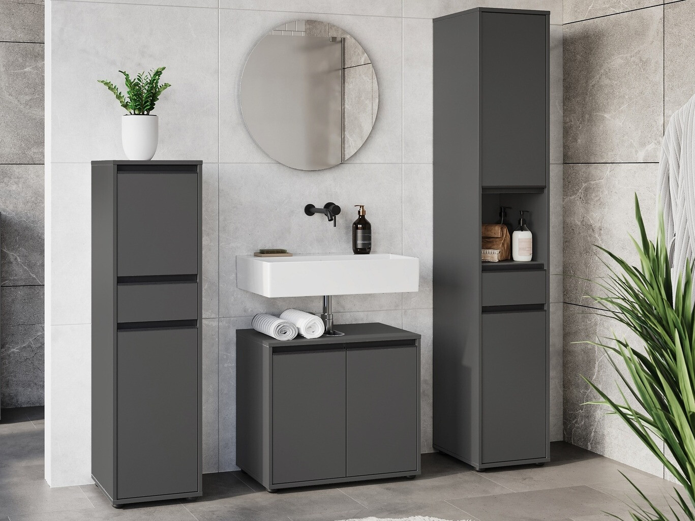 Fürdőszobai garnitúra Tensona 104 (Grafit)
