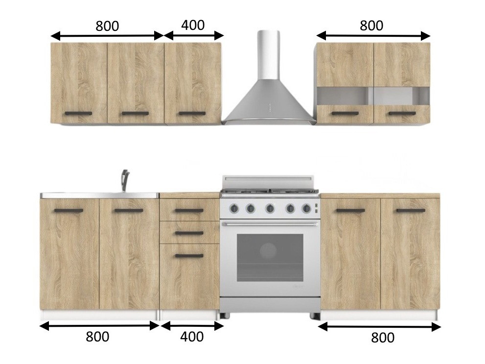 Konyhabútor Mandeville 240 (Sonoma tölgy)