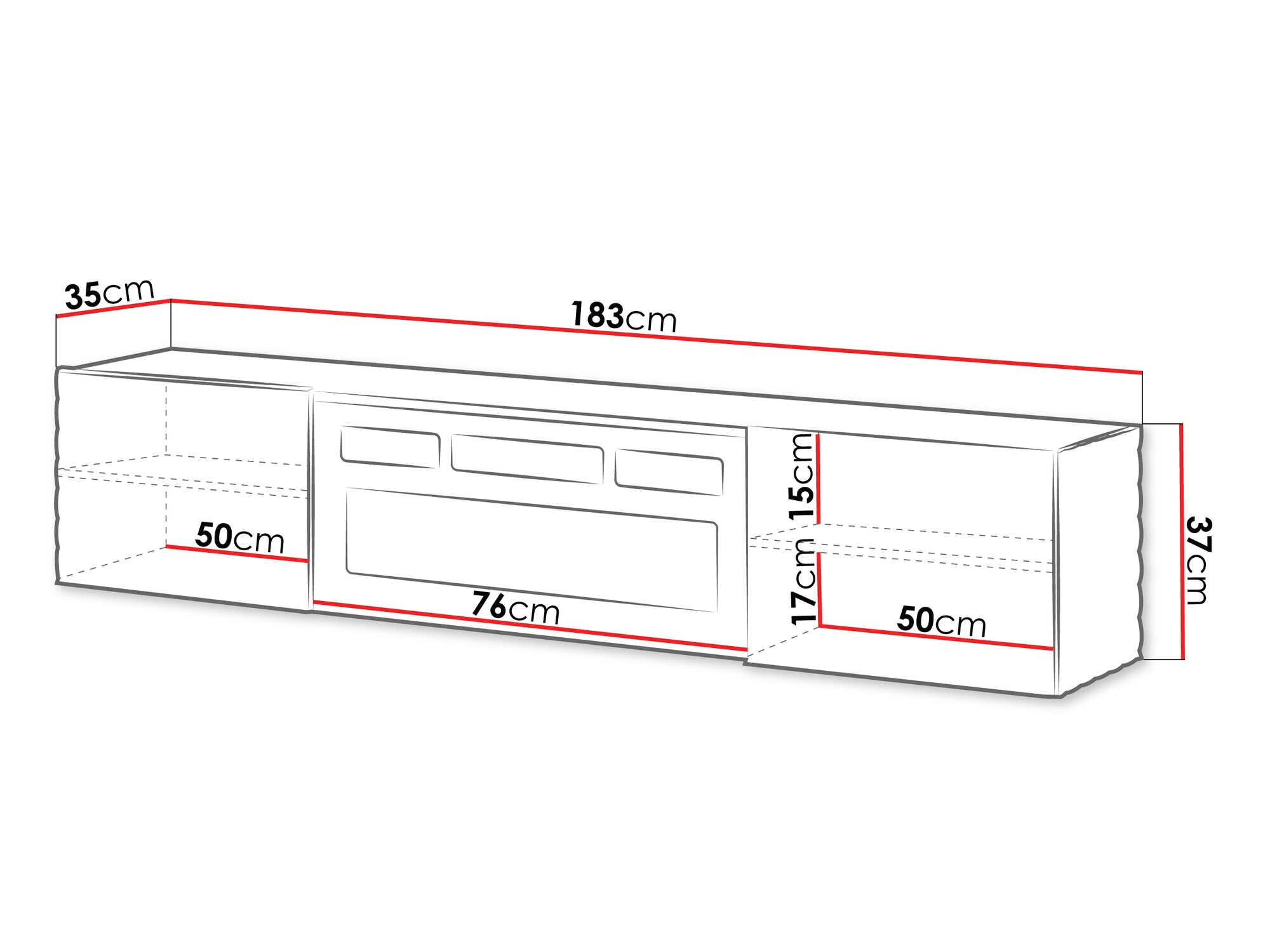 TV-állvány Charlotte 207 (Fehér)