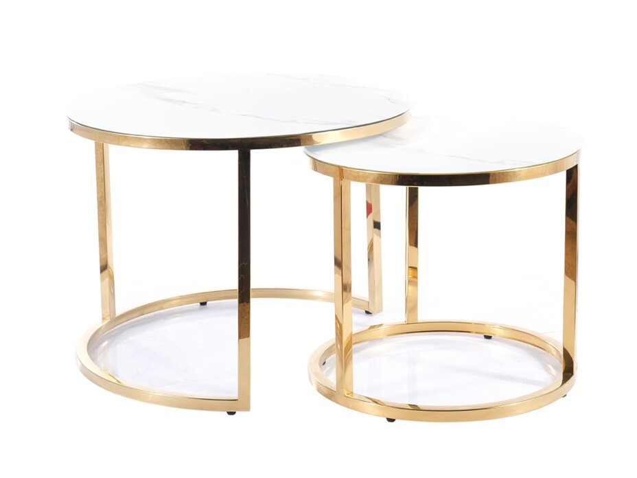 Dohányzóasztal szett Detroit 520 (Fehér márvány)