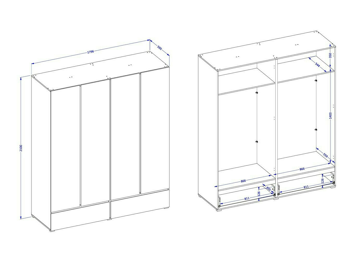Gardróbszekrény Alfere 119 (Fehér)