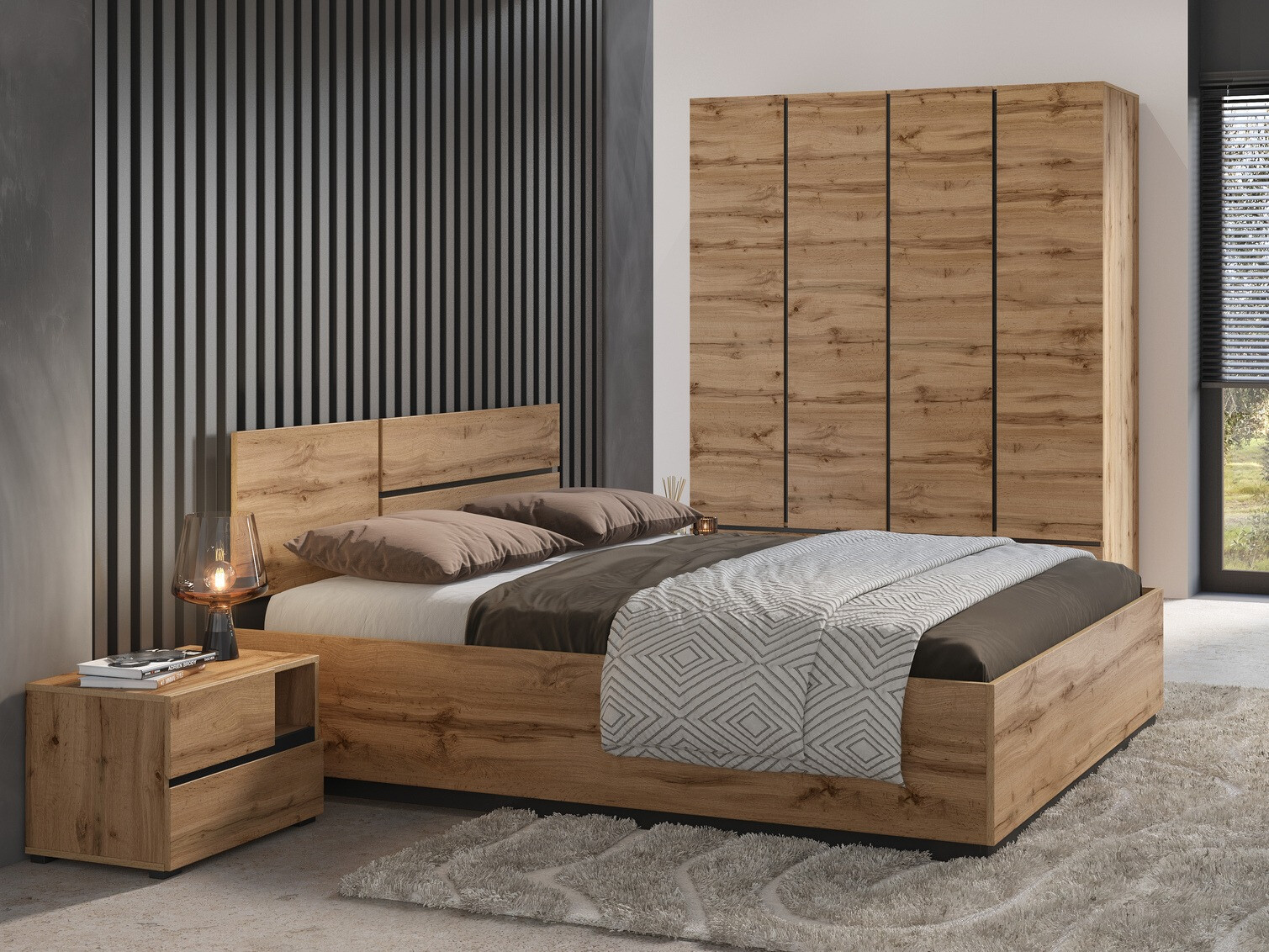 Hálószoba garnitúra Alfere 124 (Wotan tölgy)