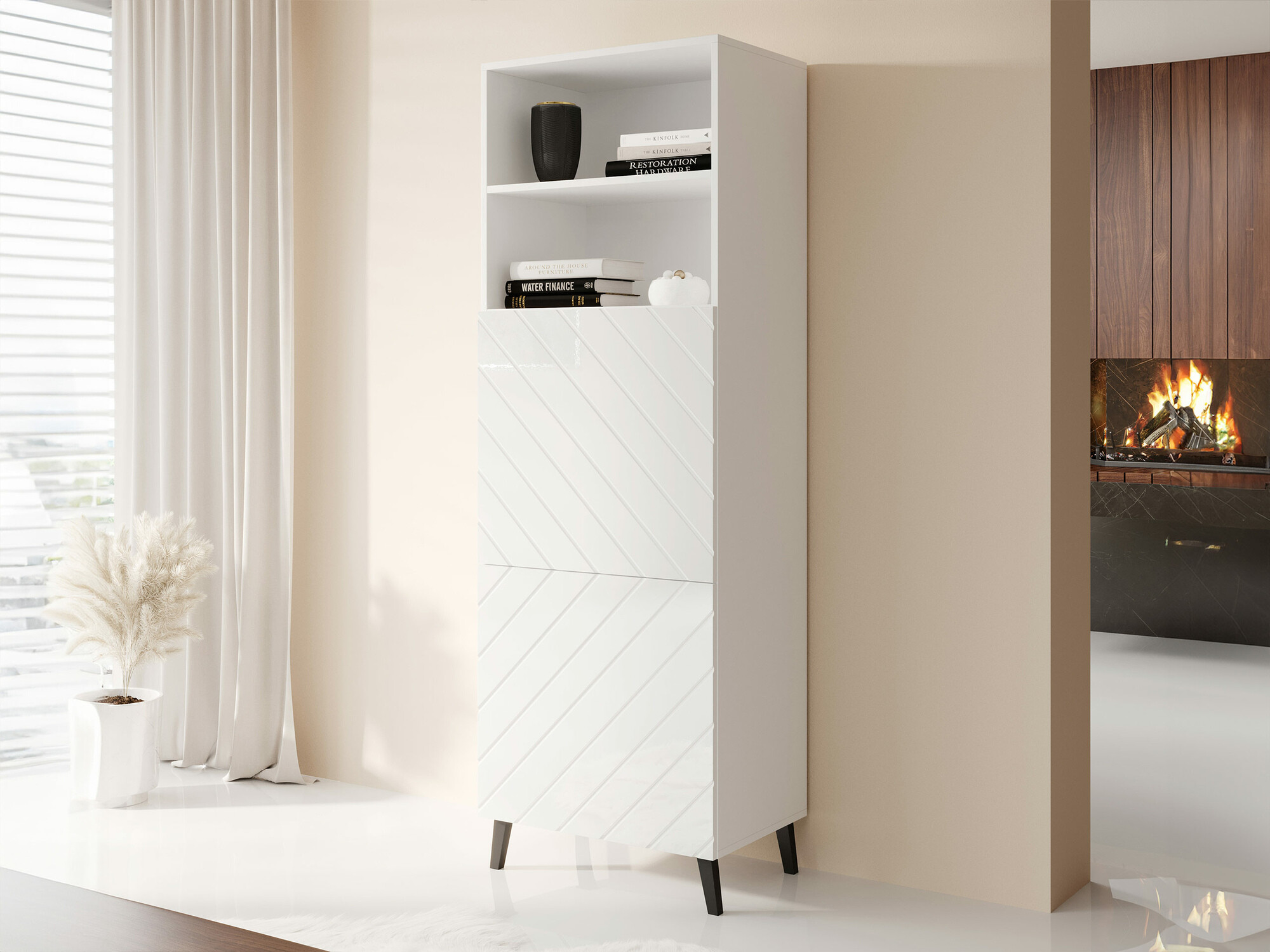 Könyvespolc Charlotte 178 (Fehér + Fényes fehér)