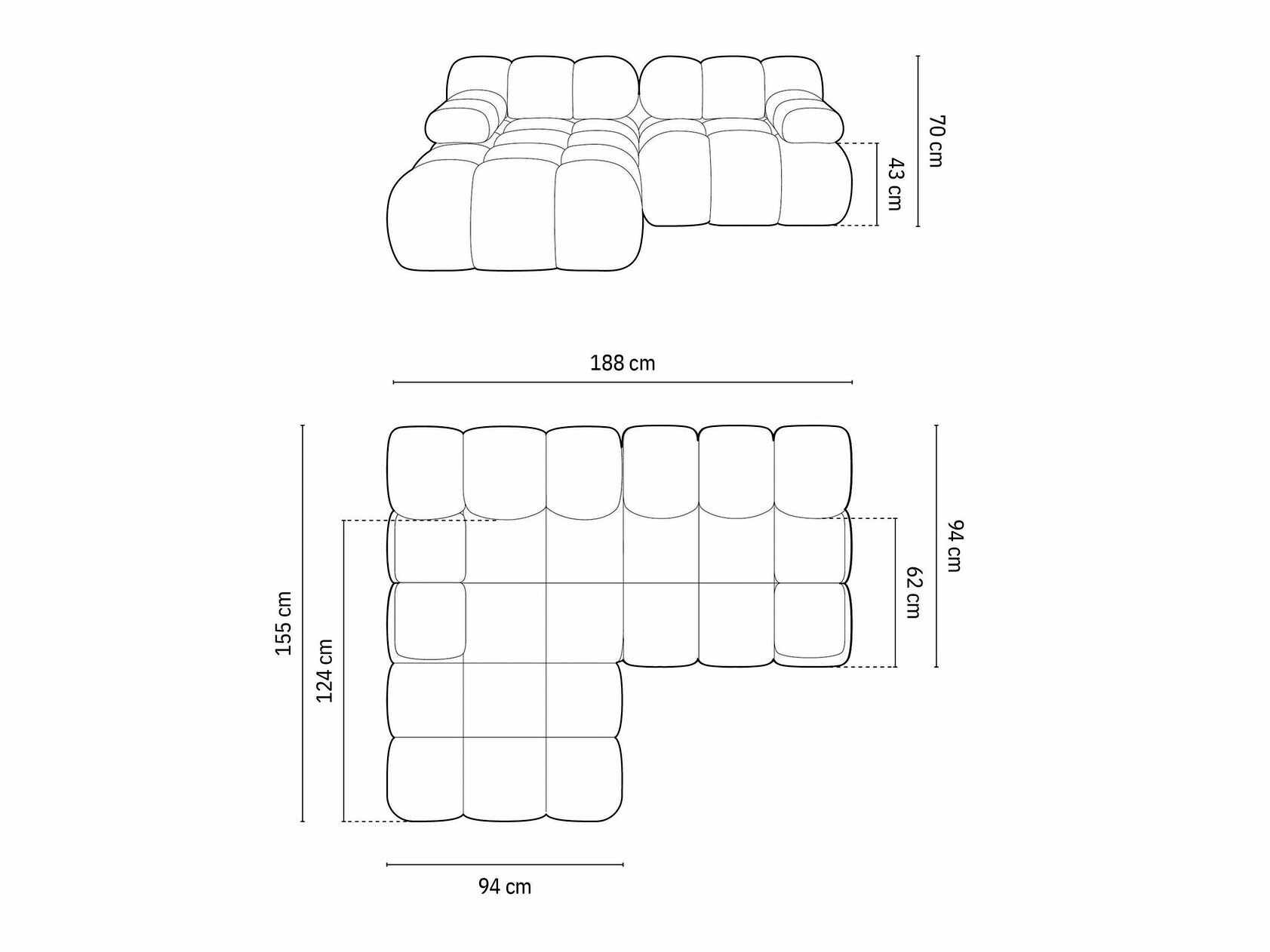 Moduláris sarokkanapé Caltenu 105 (Riviera 38)