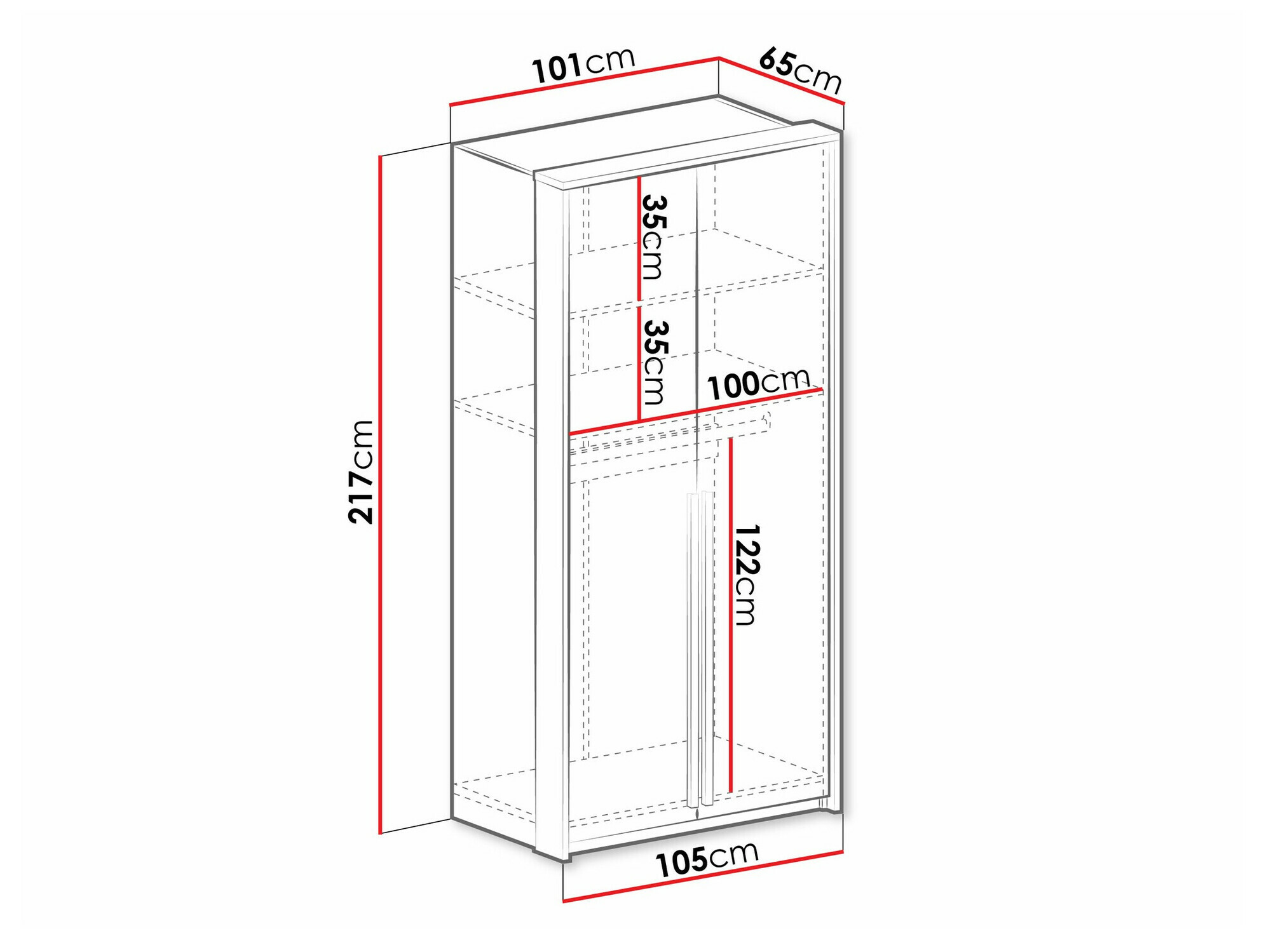 Gardróbszekrény Calcalo 100 (Fehér)