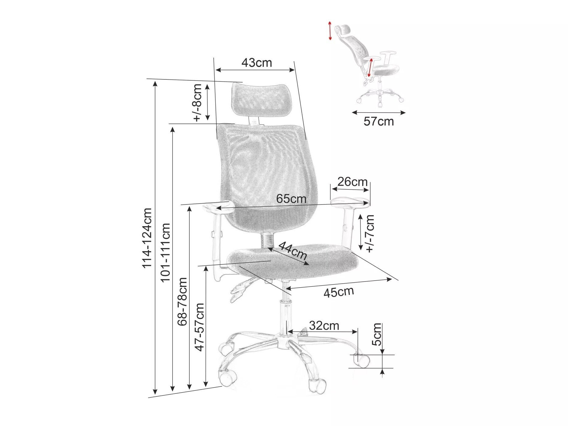 Irodai szék Detroit 581 (Fekete)