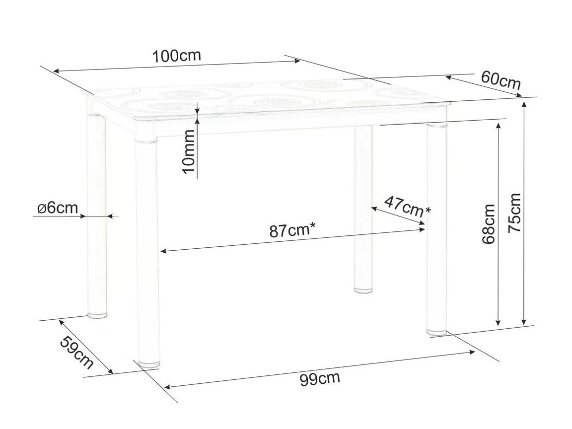 Asztal Detroit 589 (Fehér márvány)
