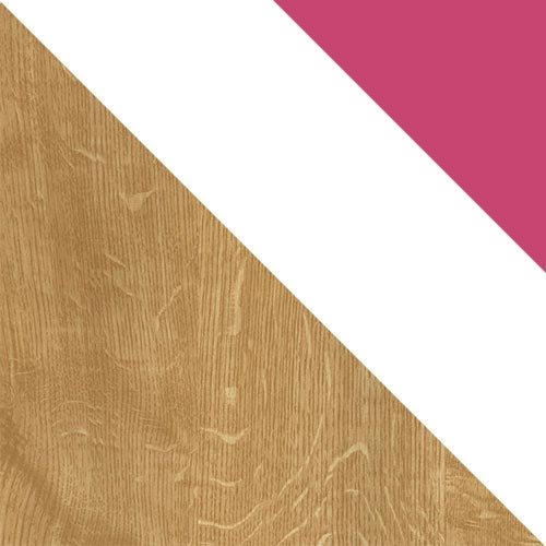 Ágy Balvire 113 (Világos tölgy + Fehér + Rózsaszín)