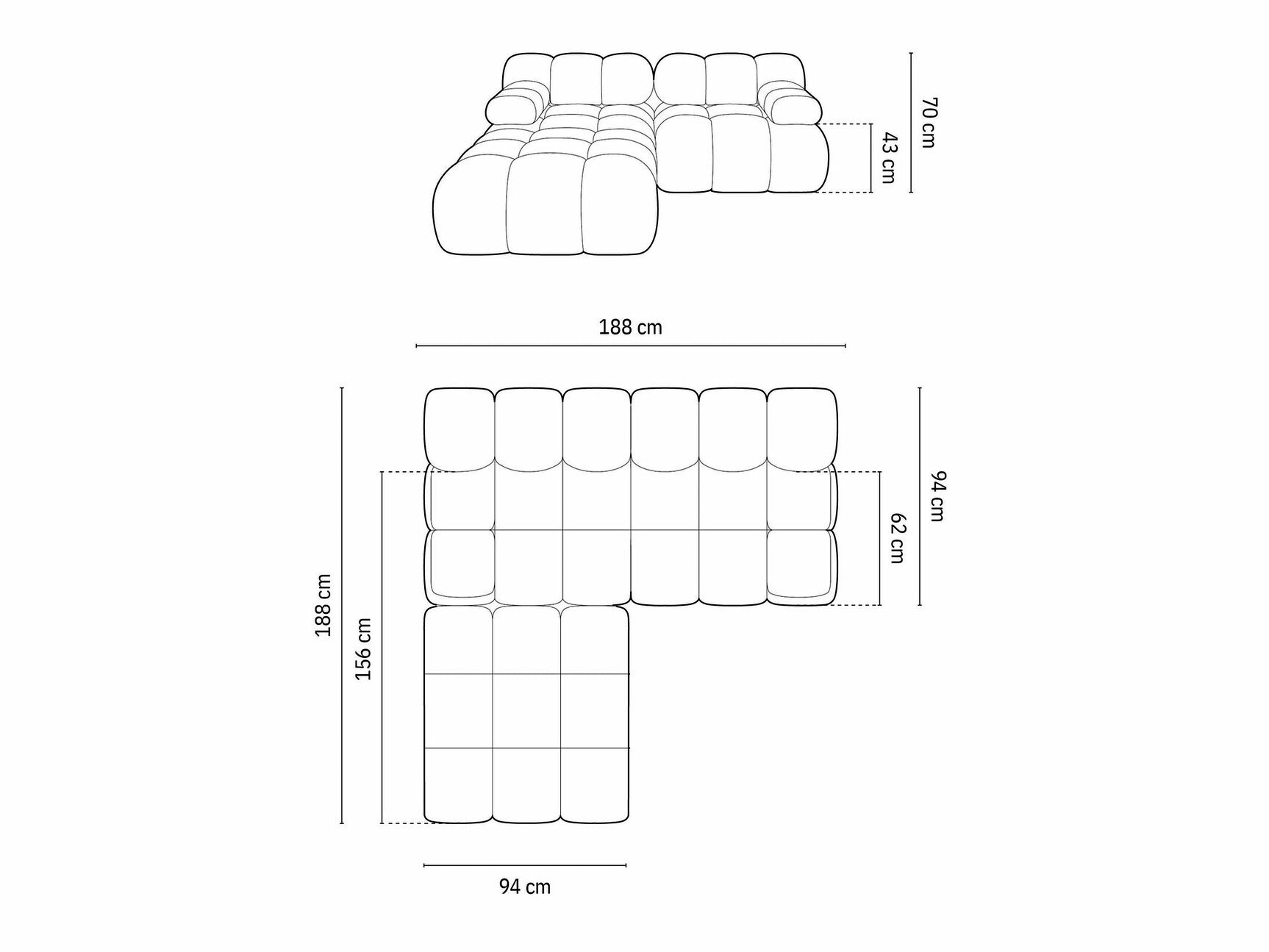 Moduláris sarokkanapé Caltenu 102 (Riviera 97)