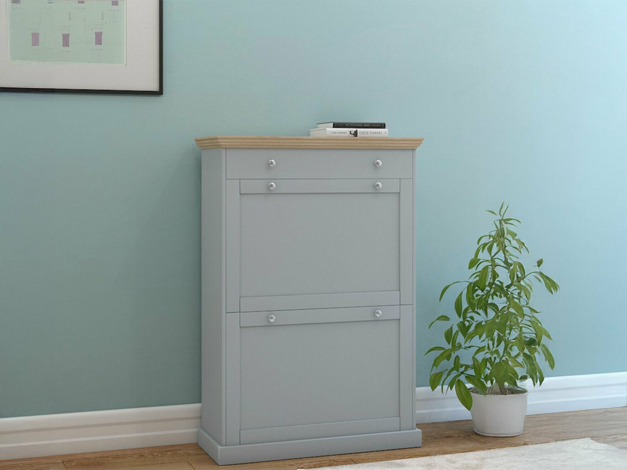 Cipőtároló Lirveri 105 (Szürke + Világos tölgy)