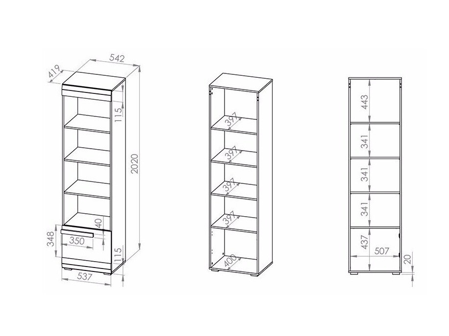 Könyvespolc Alcala 102