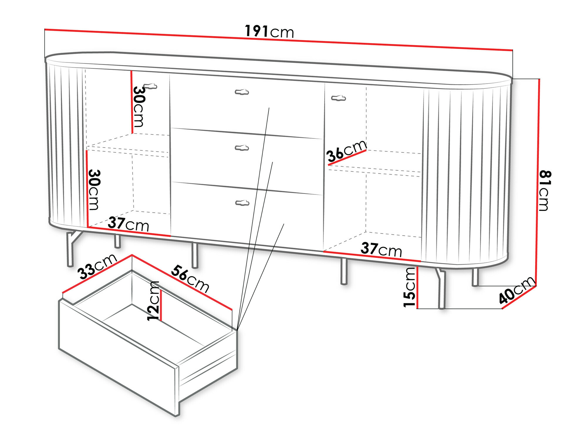Komód Novmono 103 (Fekete)