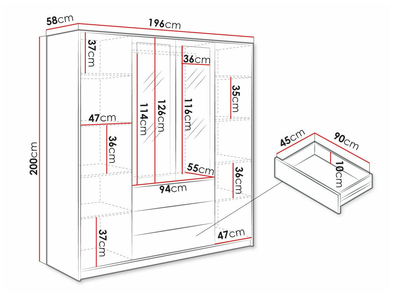 Gardróbszekrény Musum (Fehér)