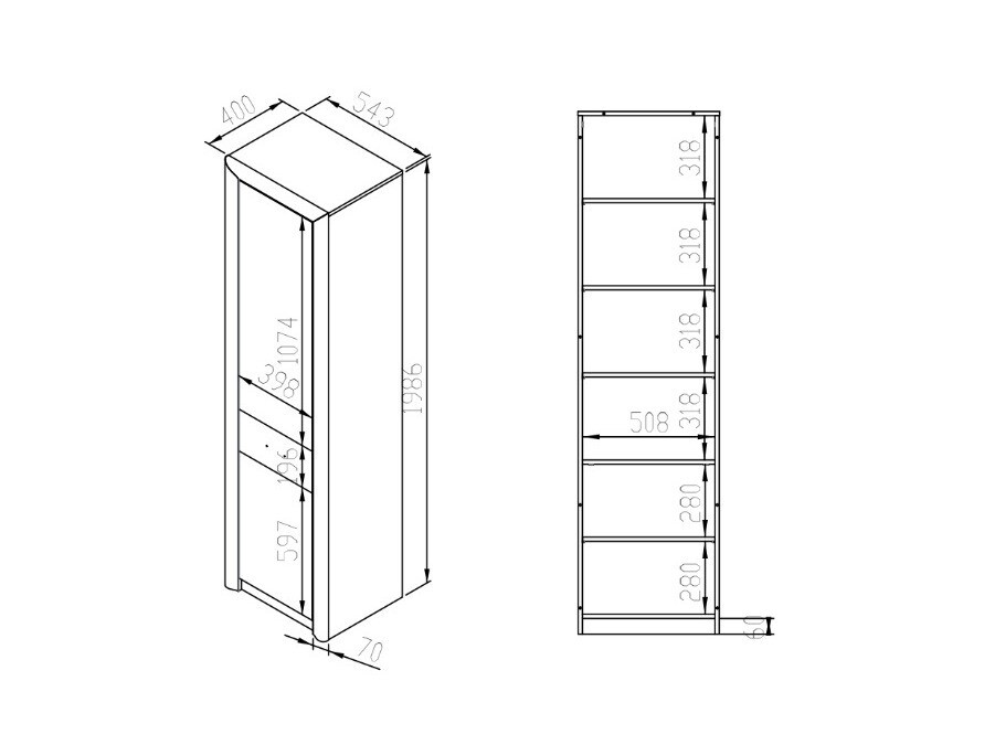 Könyvespolc Tivmori 102