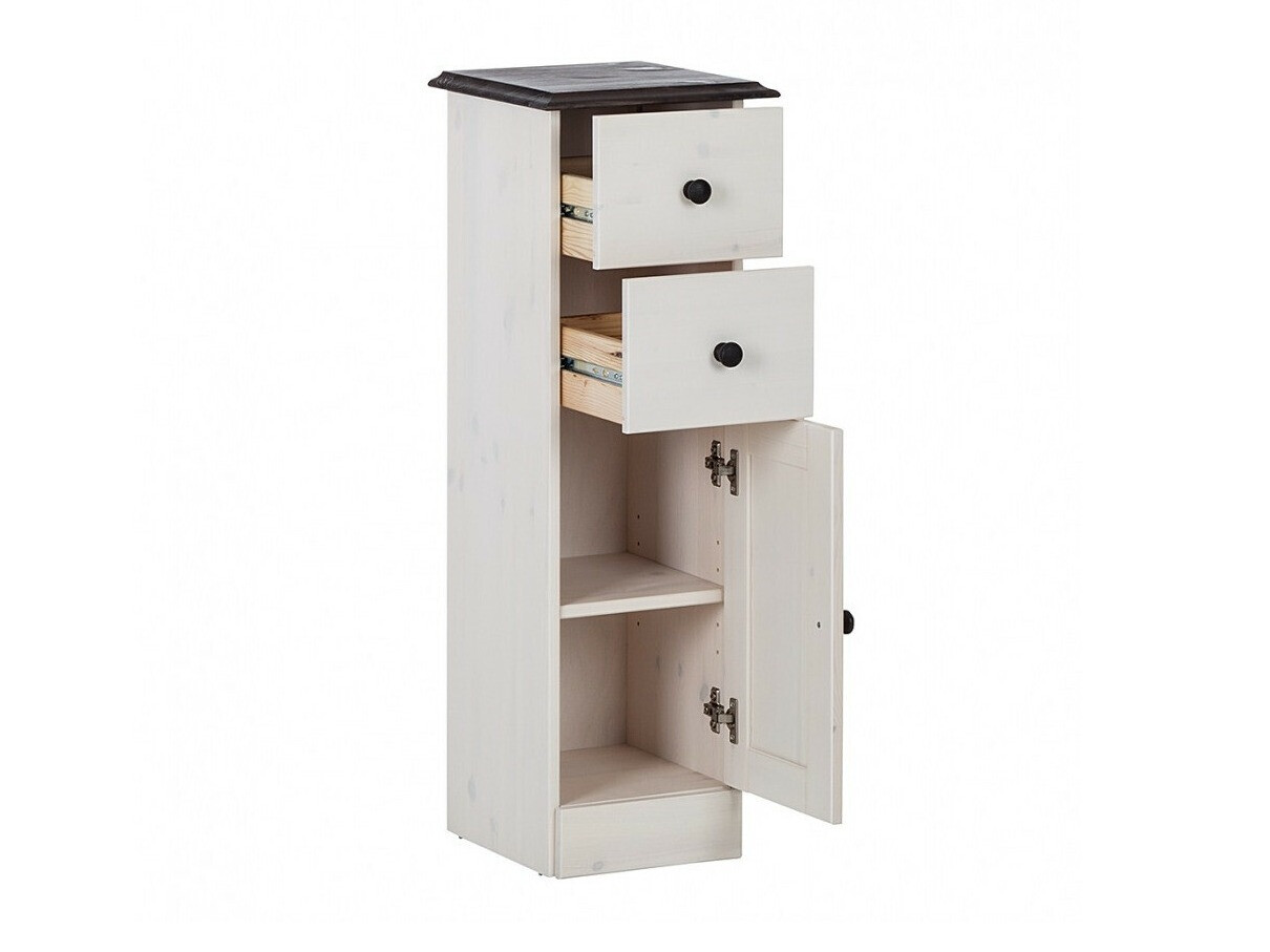 Álló fürdőszoba szekrény Deletri 110 (Fehér + Havana Tölgy)