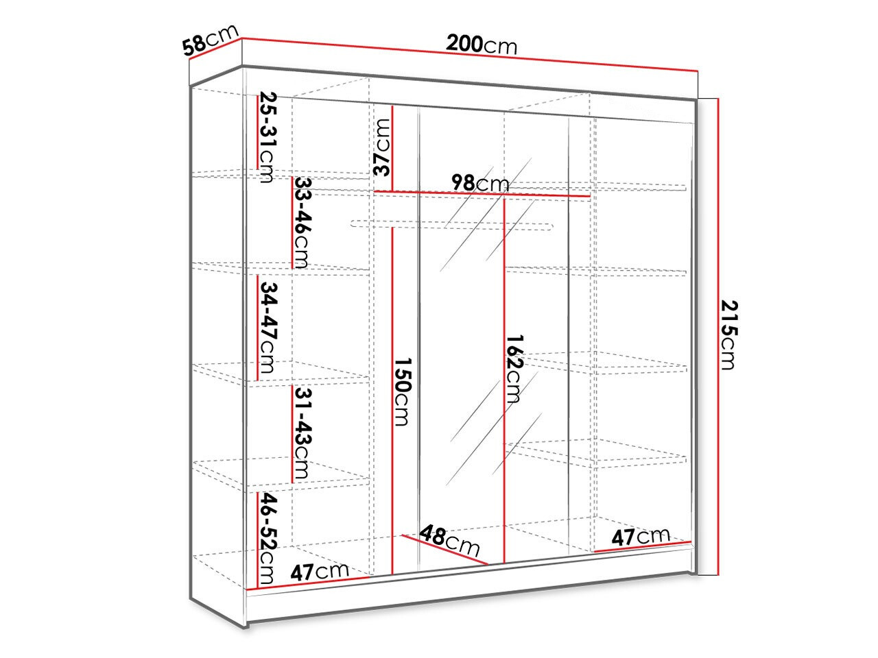 Gardróbszekrény Closico Durion I (Fehér)