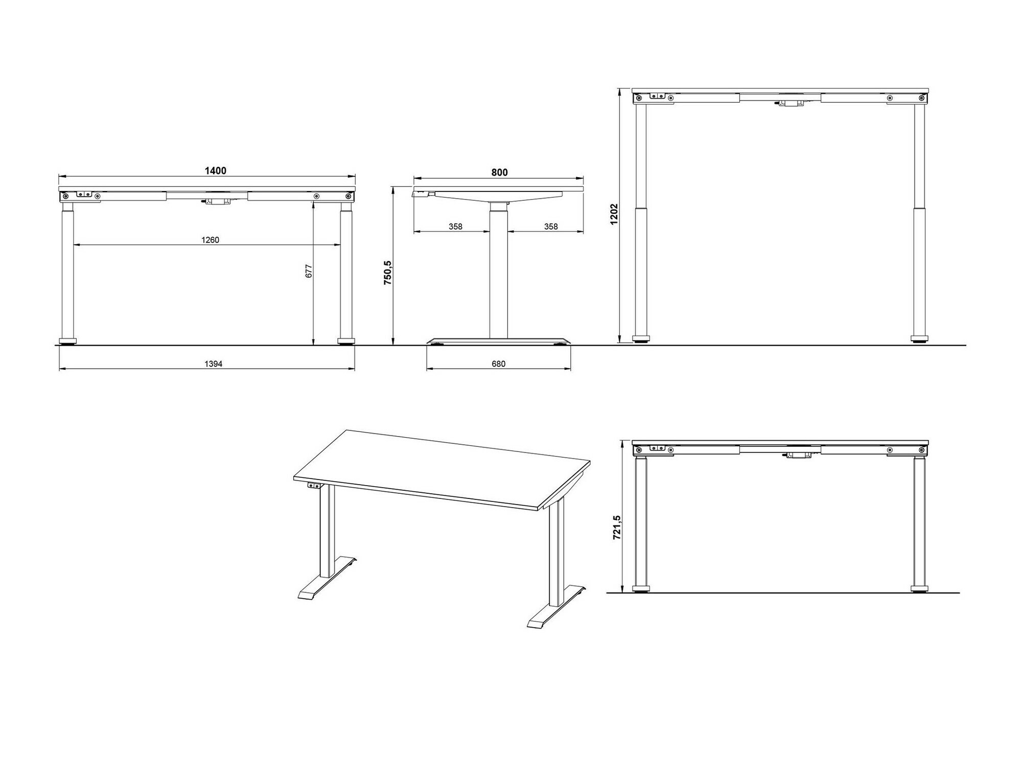 Állítható magasságú íróasztal Eliromo 117 (Világosszürke + Ezüst)
