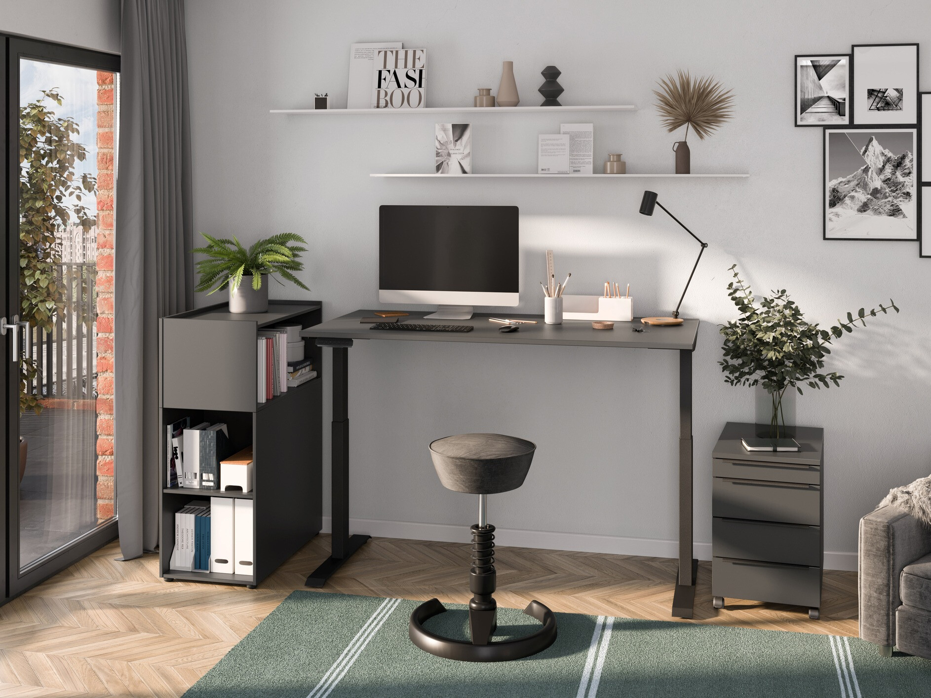 Állítható magasságú íróasztal Feltoru 110 (Grafit)